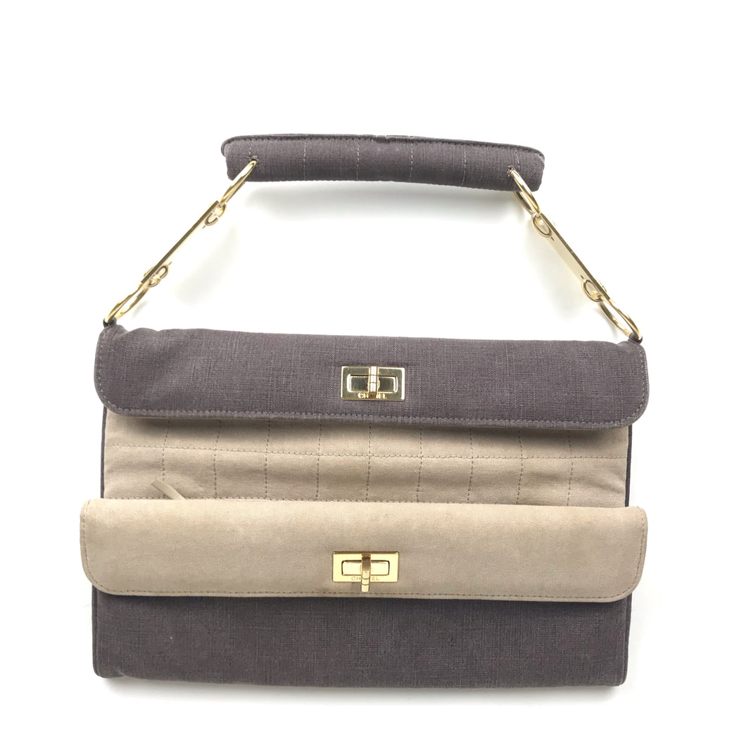 Vintage Chanel Two-Tone Double Flap Handbag