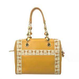 Vintage Moschino Yellow and White with Gold Heart Chain Bag